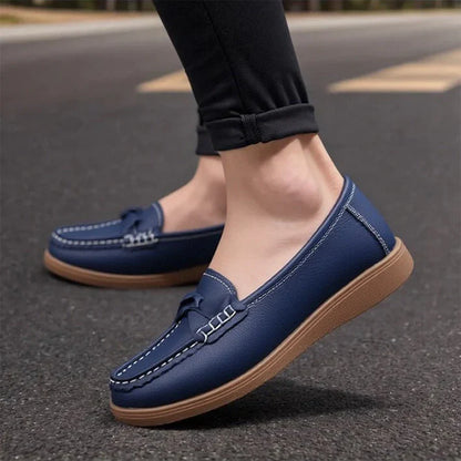 Women’s Orthopedic Soft Leather Slip-On Loafers – Comfortable Walking Shoes