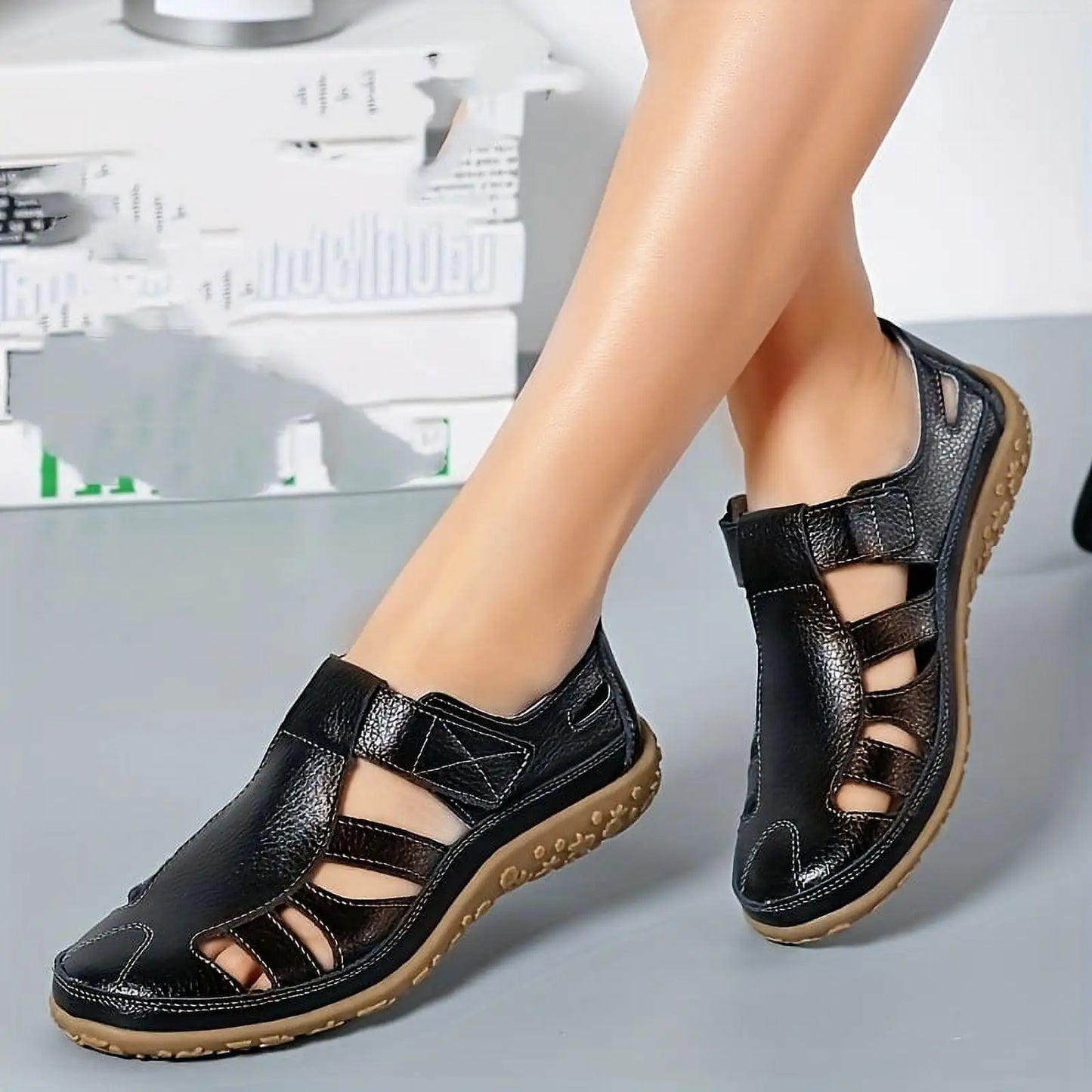 Airfleek Women’s Orthopedic Leather Shoes – Wide Toe Box & Wide Size Comfort Walking Shoes